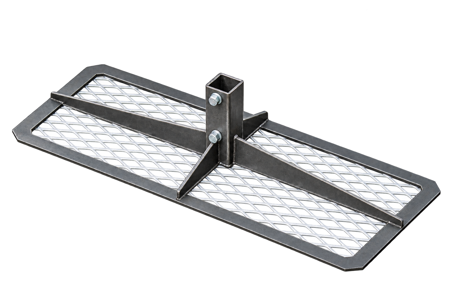 Concrete mesh tamper head and two-bolt handle socket